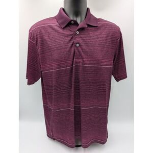 PG Tour Mens Medium Burgundy Striped Golf Polo Shirt M